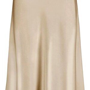 Women's Satin High Waisted Maxi Skirts Hidden Elasticized Waistband A Line Long